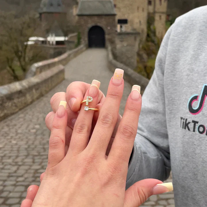 Initial Zirconic Ring (S925 Sterling Silver) - Alphabet Ring