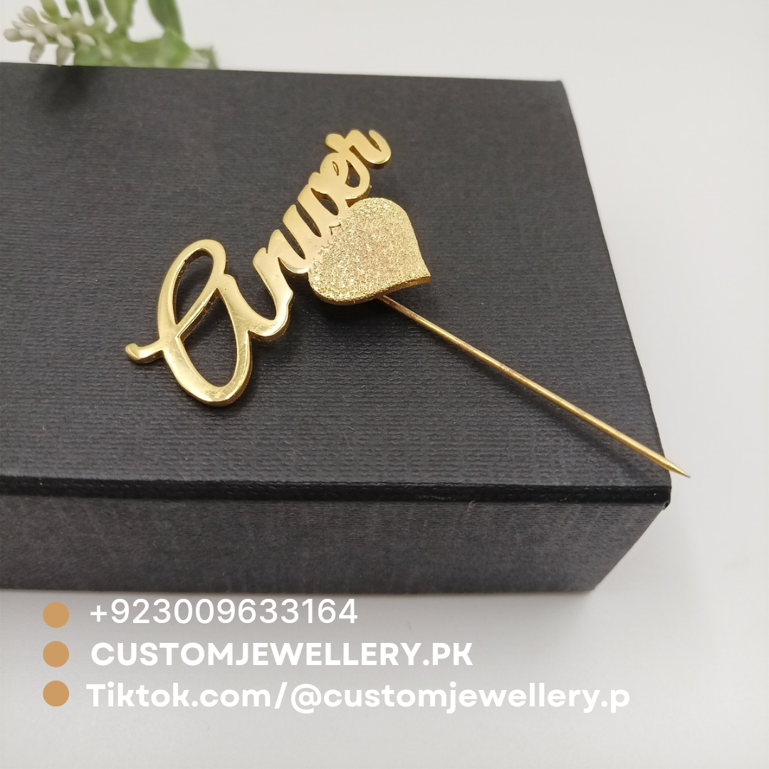 Customized Name Coat Pin Brooch With Heart