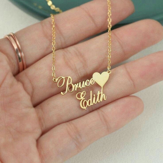 Unique Customized Double Name Necklace With Heart