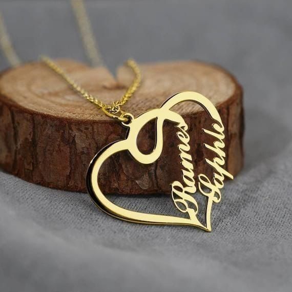 Big Heart Double Name Necklace