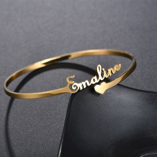 Kara Style Custom Name Bracelet With Heart