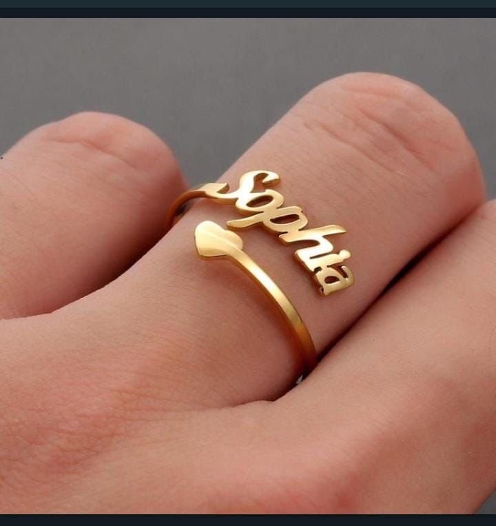 Heart Design Custom Name Ring