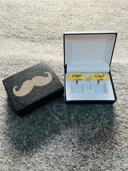 Mustache Engraved Name Cufflinks