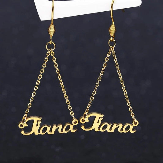 Triangle Shape Custom Name Earrings