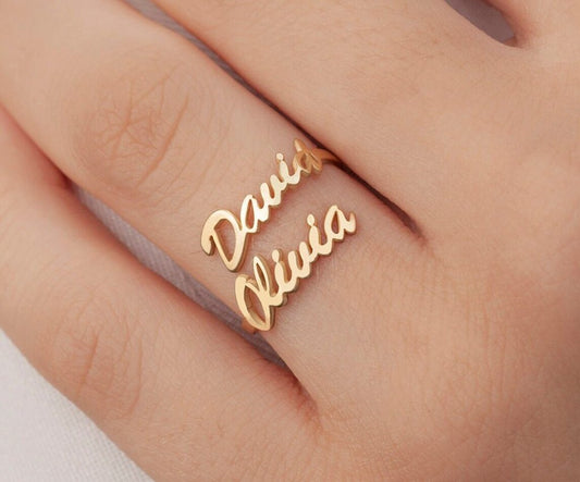 Double Name Custom Ring