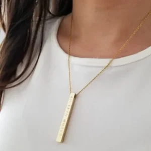 3D Bar Custom Name Pendant Necklace