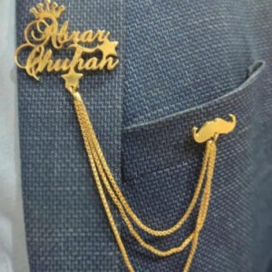 Custom Name Coat Pin Brooch With Chain