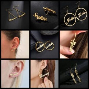 Triangle Shape Custom Name Earrings