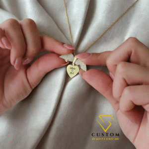Customized Heart Wing Puzzle Pendant Necklace