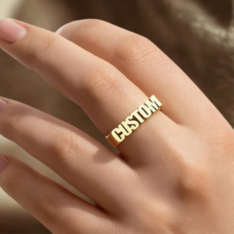 Custom Name Ring Gold Plated