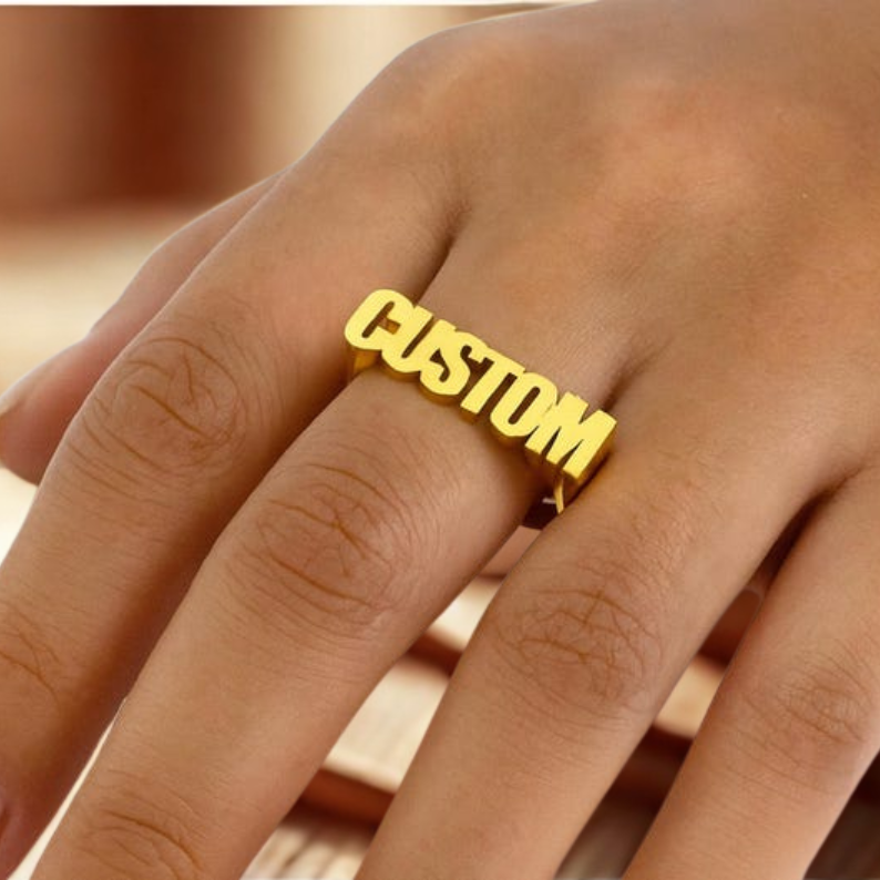 Custom Name Ring Gold Plated - Image 2