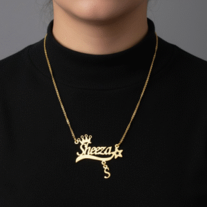 18K Gold Plated Personalised Custom Name Necklace With Crown
