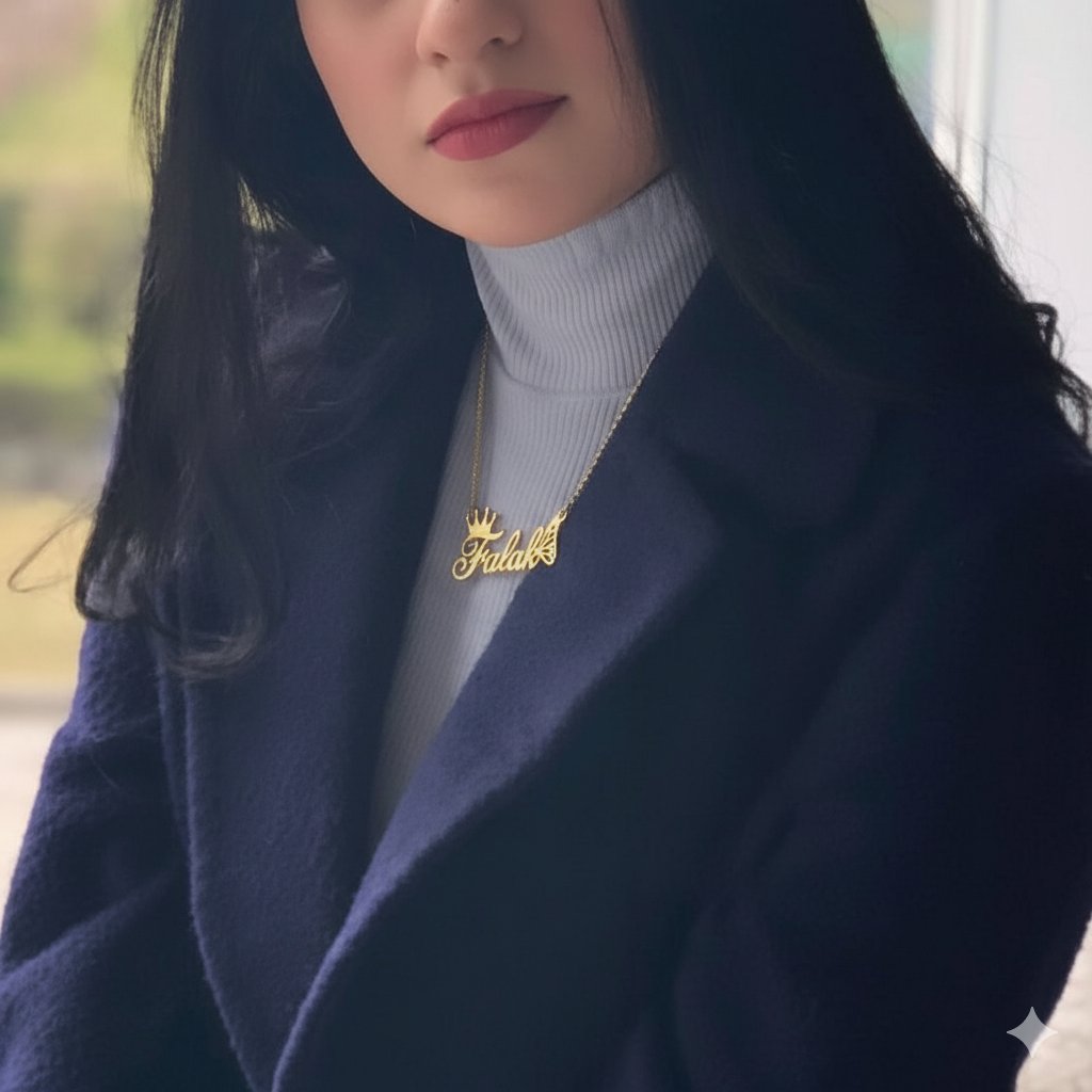 18K Gold Plated Custom Name Necklace - Sarah Khan Wearing For Her Husband
