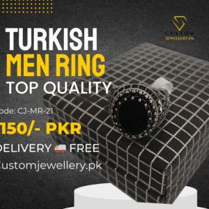 Turkish Men Round Black Stone Silver Ring