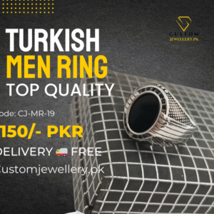 Turkish Men Black Stone Silver Ring