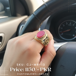 Vibrant Oval Red Stone Men Ring