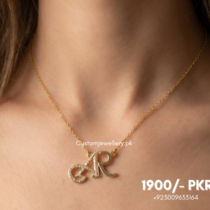 Customized English Initial Alphabet Necklace With Stone Work