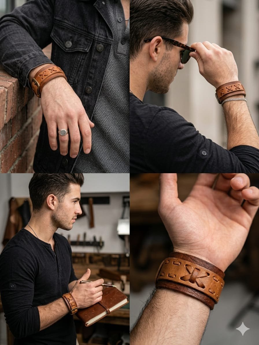 Rugged Elegance: The Artisan Leather Cuff - Image 2