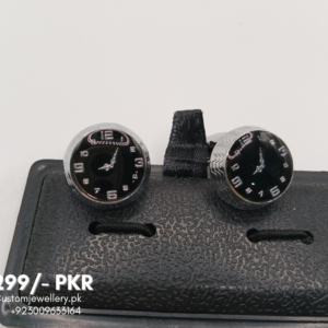 Men Clock Cufflinks Stud – Black Design