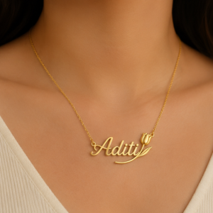 Custom Tulip Name Necklace | Silver & 18K Gold Plated