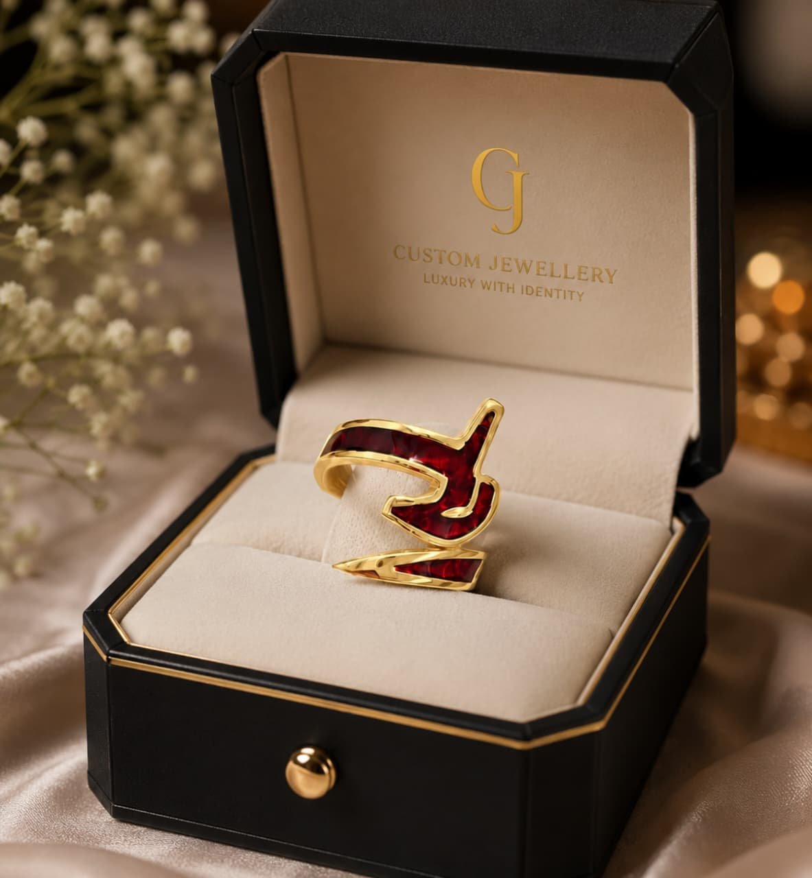 Custom Enamel Name Ring
